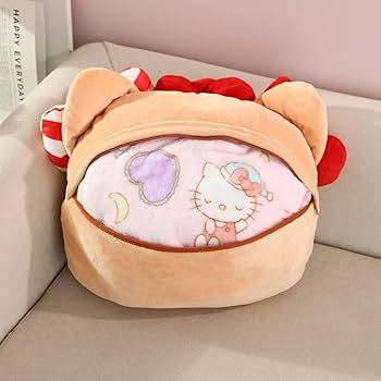 昭和レトロハローキティクッション&ブランケット Amazon｜【2way】ハローキティ 日焼け クッション ブランケット